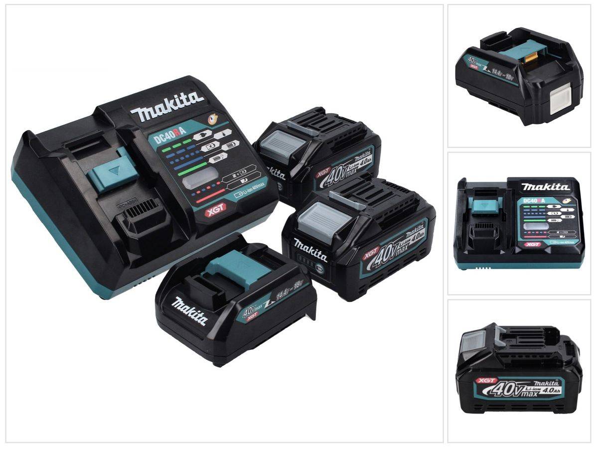 Makita Power Source Kit 40 V max. mit 2x BL 4040 Akku 4,0 Ah XGT + DC 40 RA Schnell Ladegerät XGT LXT + ADP10 Ladeadapter