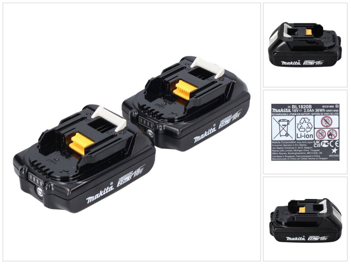 Makita Akku Power Set 18 V mit 2x BL 1820 B Akku 2,0 Ah ( 2x 197254-9 )