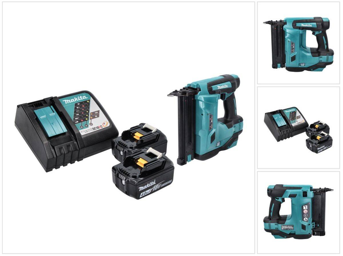 Makita DBN 500 RM Akku Stauchkopfnagler 18 V 15-50 mm + 2x Akku 4,0 Ah + Ladegerät