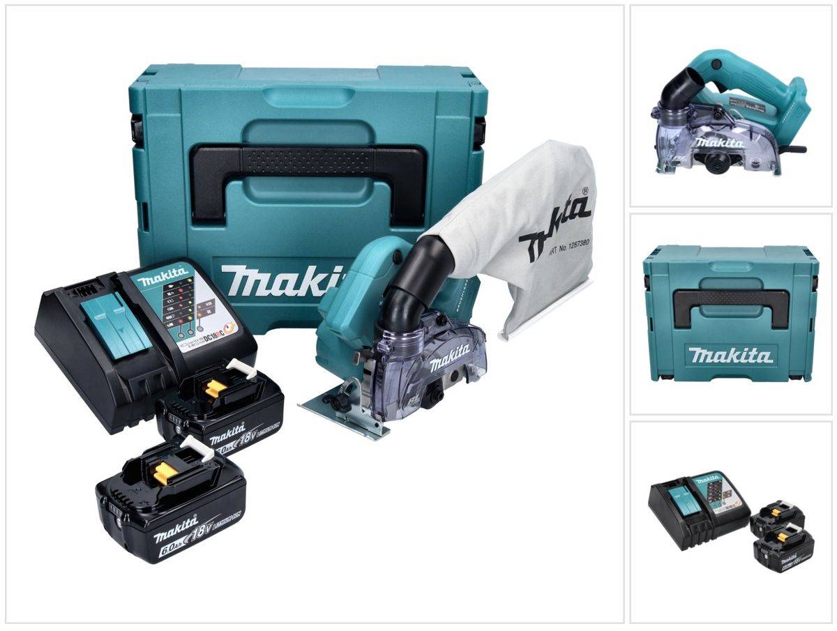 Makita DCC 500 RGJ Akku Diamantschneider 18 V 125 mm Brushless + 2x Akku 6,0 Ah + Ladegerät + Makpac