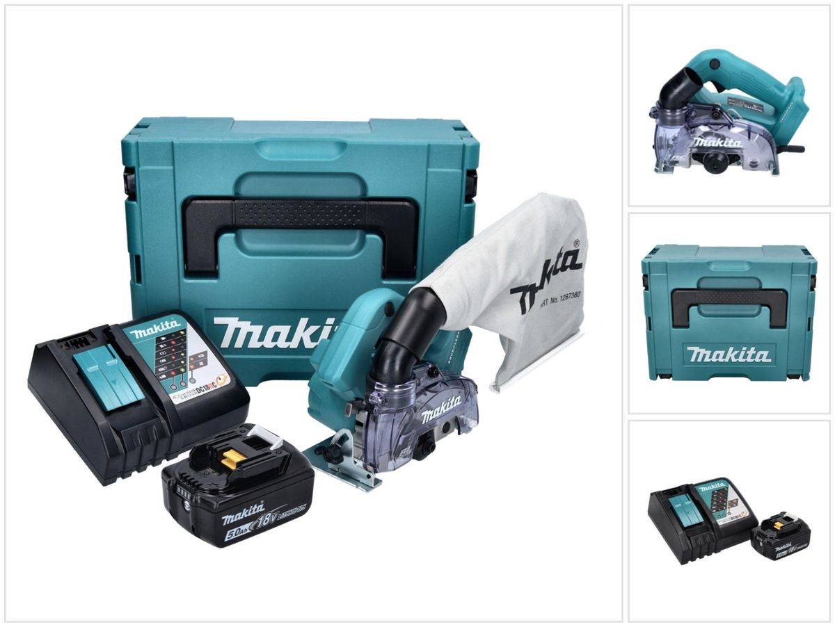 Makita DCC 500 RT1J Akku Diamantschneider 18 V 125 mm Brushless + 1x Akku 5,0 Ah + Ladegerät + Makpac
