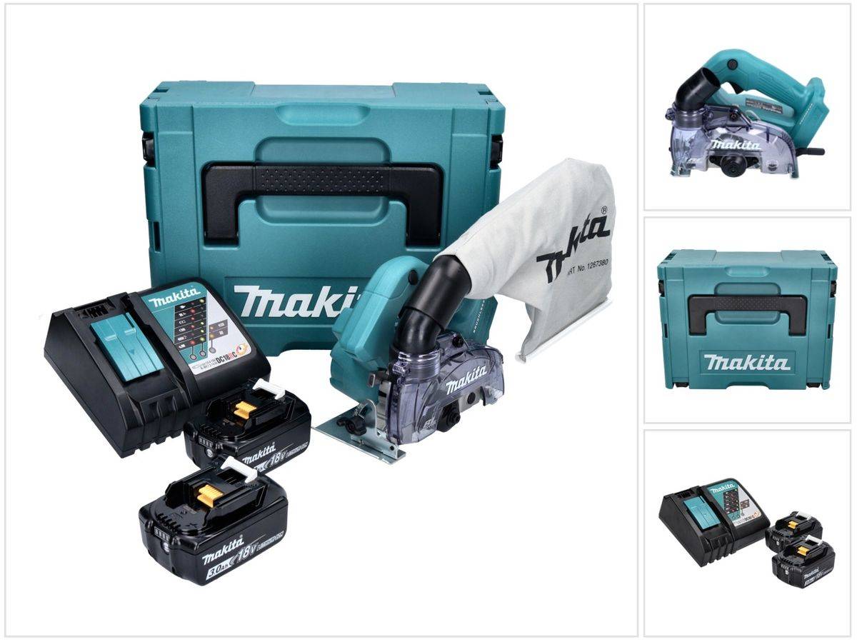Makita DCC 500 RFJ Akku Diamantschneider 18 V 125 mm Brushless + 2x Akku 3,0 Ah + Ladegerät + Makpac