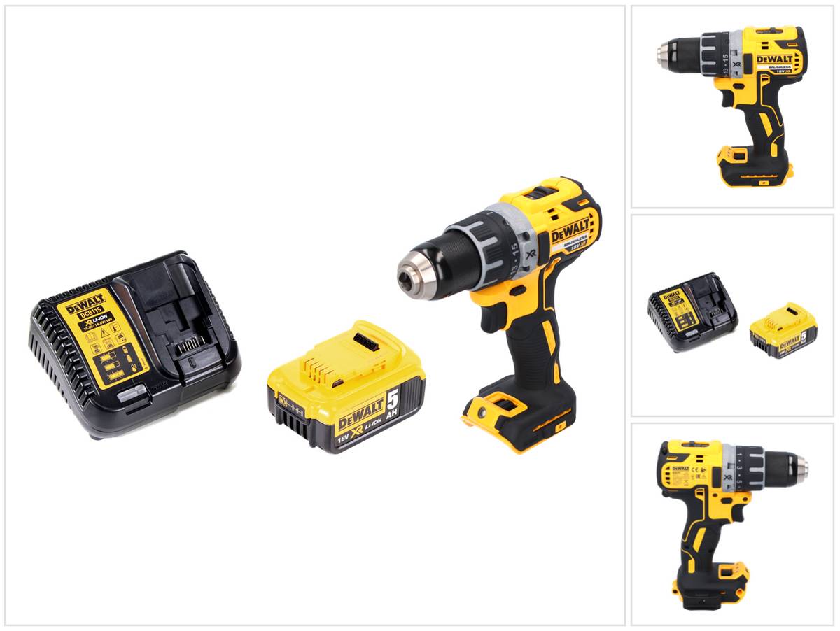 DeWalt DCD 791 P1 Akku Bohrschrauber 18 V 70 Nm Brushless + 1x Akku 5,0 Ah + Ladegerät