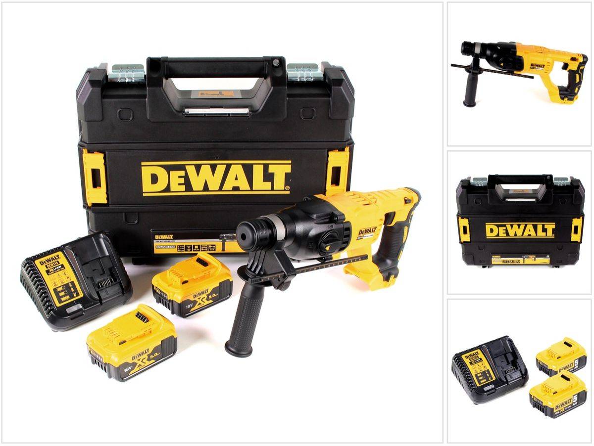 DeWalt DCH 133 P2 Akku Kombihammer 18V 2,6J SDS plus Brushless + 2x Akku 5,0Ah + Ladegerät + TSTAK