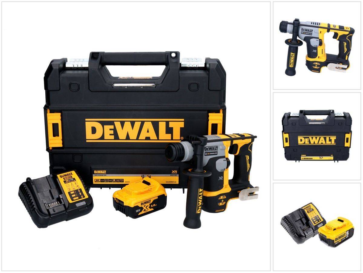 DeWalt DCH 172 P1 Akku Bohrhammer 18 V 16 mm 1,4 Joule SDS plus Brushless + 1x Akku 5,0 Ah + Ladegerät + TSTAK