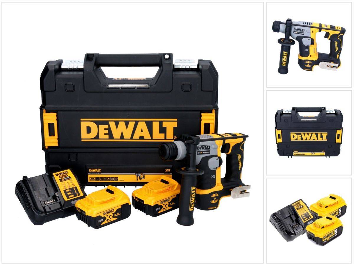 DeWalt DCH 172 P2 Akku Bohrhammer 18 V 16 mm 1,4 Joule SDS plus Brushless + 2x Akku 5,0 Ah + Ladegerät + TSTAK