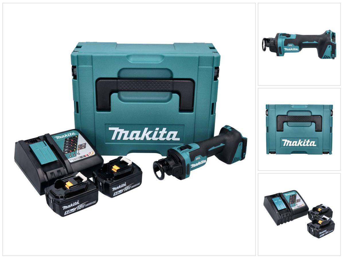 Makita DCO 181 RTJ Akku Rotationsschneider 18 V 32000 U/min Brushless + 2x Akku 5,0 Ah + Ladegerät + Makpac