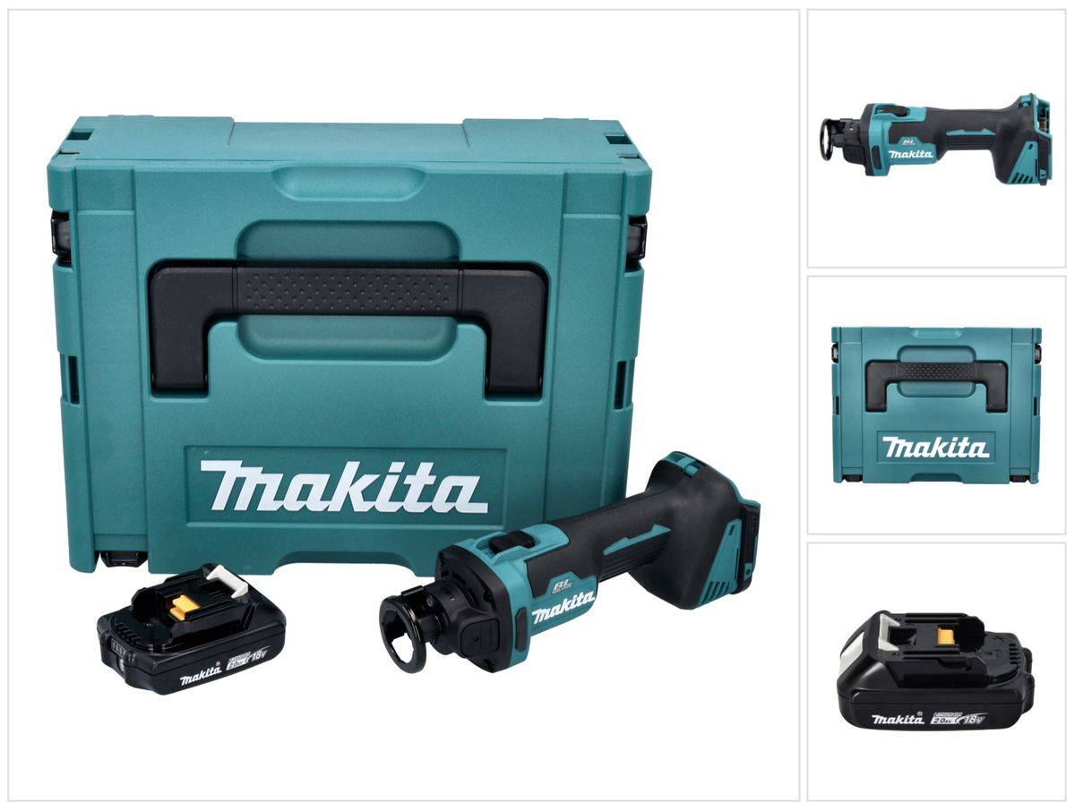 Makita DCO 181 A1J Akku Rotationsschneider 18 V 32000 U/min Brushless + 1x Akku 2,0 Ah + Makpac - ohne Ladegerät