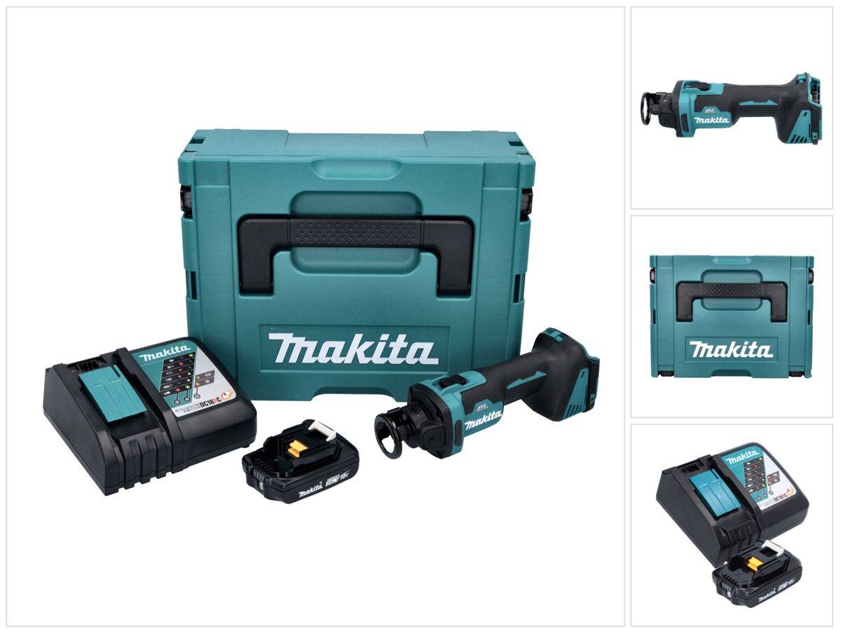 Makita DCO 181 RA1J Akku Rotationsschneider 18 V 32000 U/min Brushless + 1x Akku 2,0 Ah + Ladegerät + Makpac