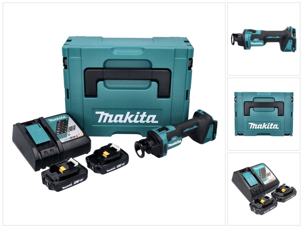 Makita DCO 181 RAJ Akku Rotationsschneider 18 V 32000 U/min Brushless + 2x Akku 2,0 Ah + Ladegerät + Makpac