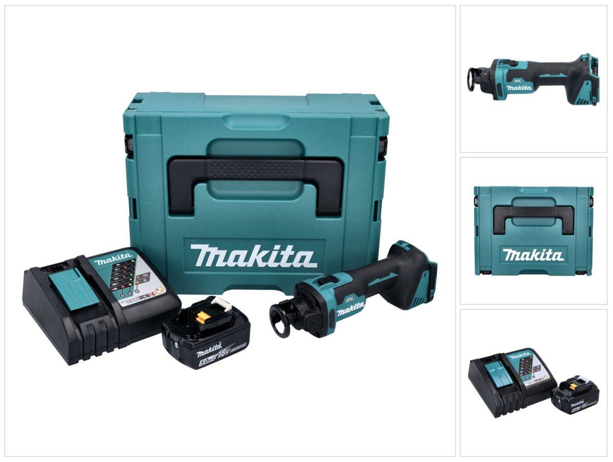 Makita DCO 181 RT1J Akku Rotationsschneider 18 V 32000 U/min Brushless + 1x Akku 5,0 Ah + Ladegerät + Makpac