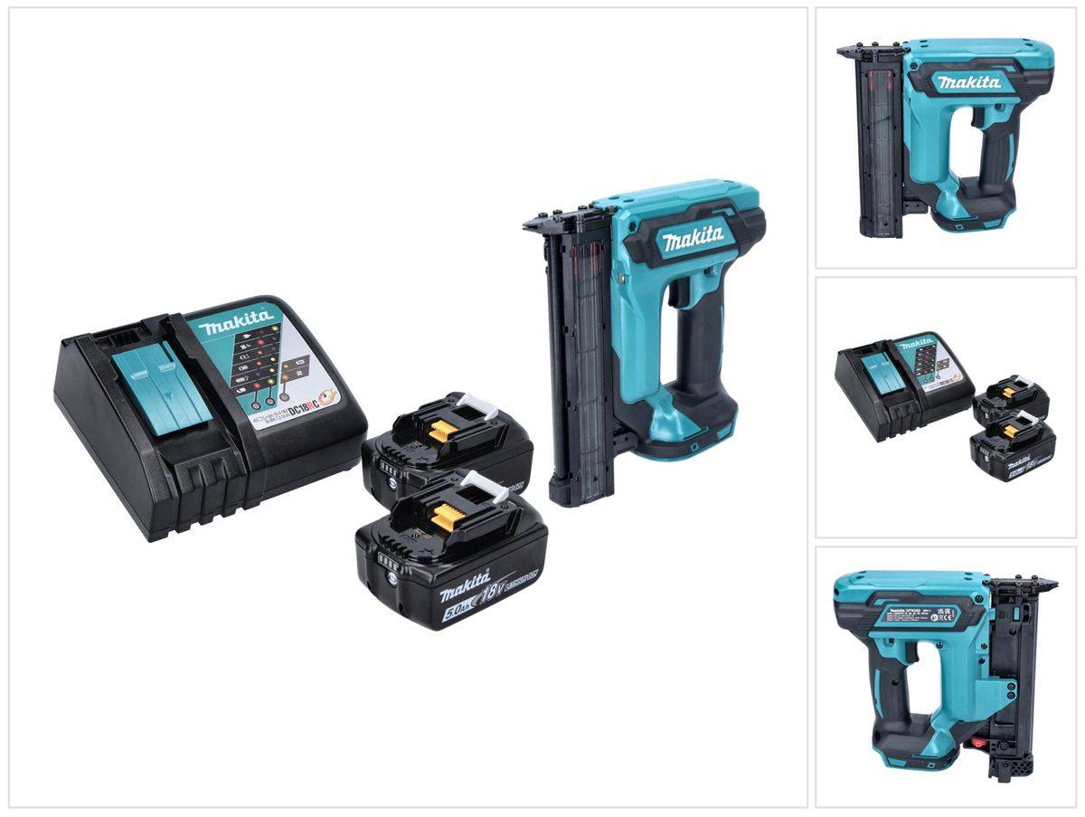Makita DFN 350 RT Akku Stauchkopfnagler 18 V 15 - 35 mm + 2x Akku 5,0 Ah + Ladegerät