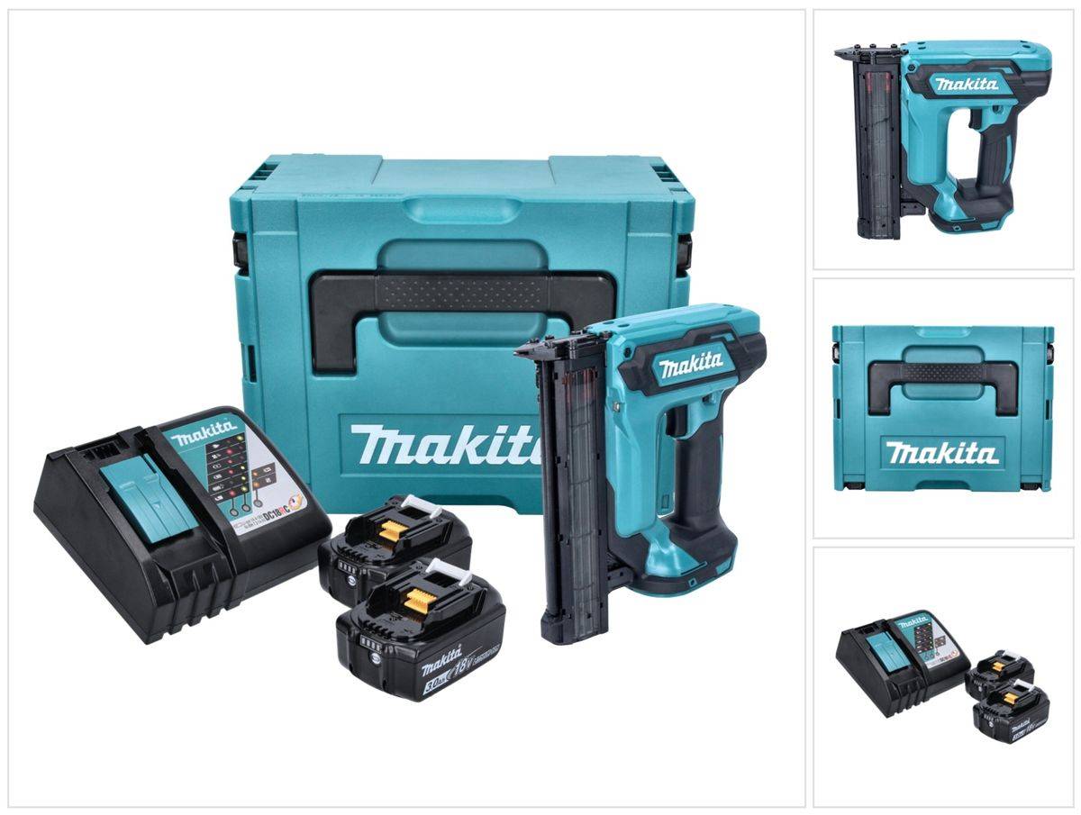 Makita DFN 350 RFJ Akku Stauchkopfnagler 18 V 15 - 35 mm + 2x Akku 3,0 Ah + Ladegerät + Makpac