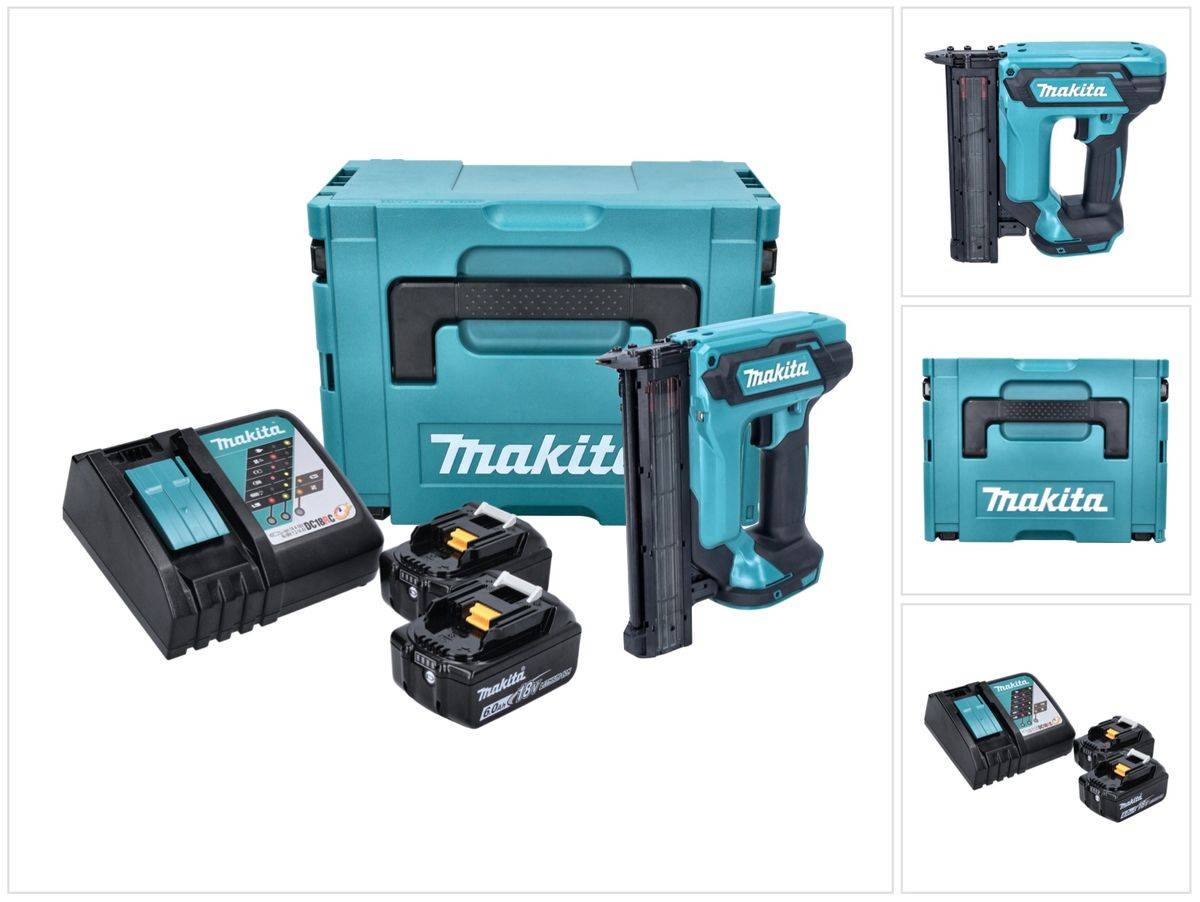 Makita DFN 350 RGJ Akku Stauchkopfnagler 18 V 15 - 35 mm + 2x Akku 6,0 Ah + Ladegerät + Makpac
