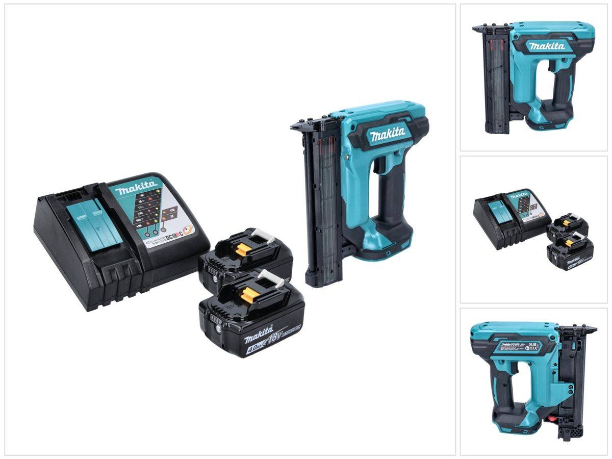Makita DFN 350 RM Akku Stauchkopfnagler 18 V 15 - 35 mm + 2x Akku 4,0 Ah + Ladegerät