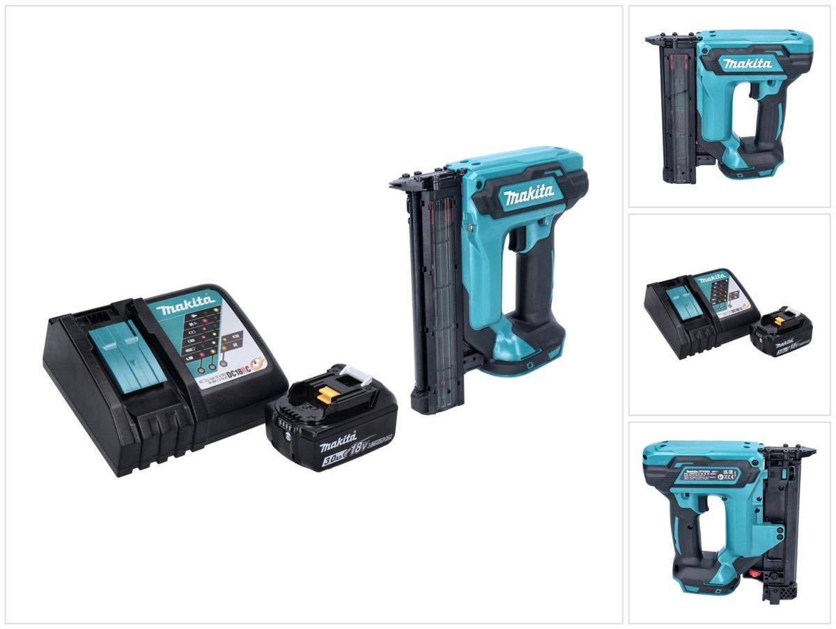 Makita DFN 350 RF1 Akku Stauchkopfnagler 18 V 15 - 35 mm + 1x Akku 3,0 Ah + Ladegerät