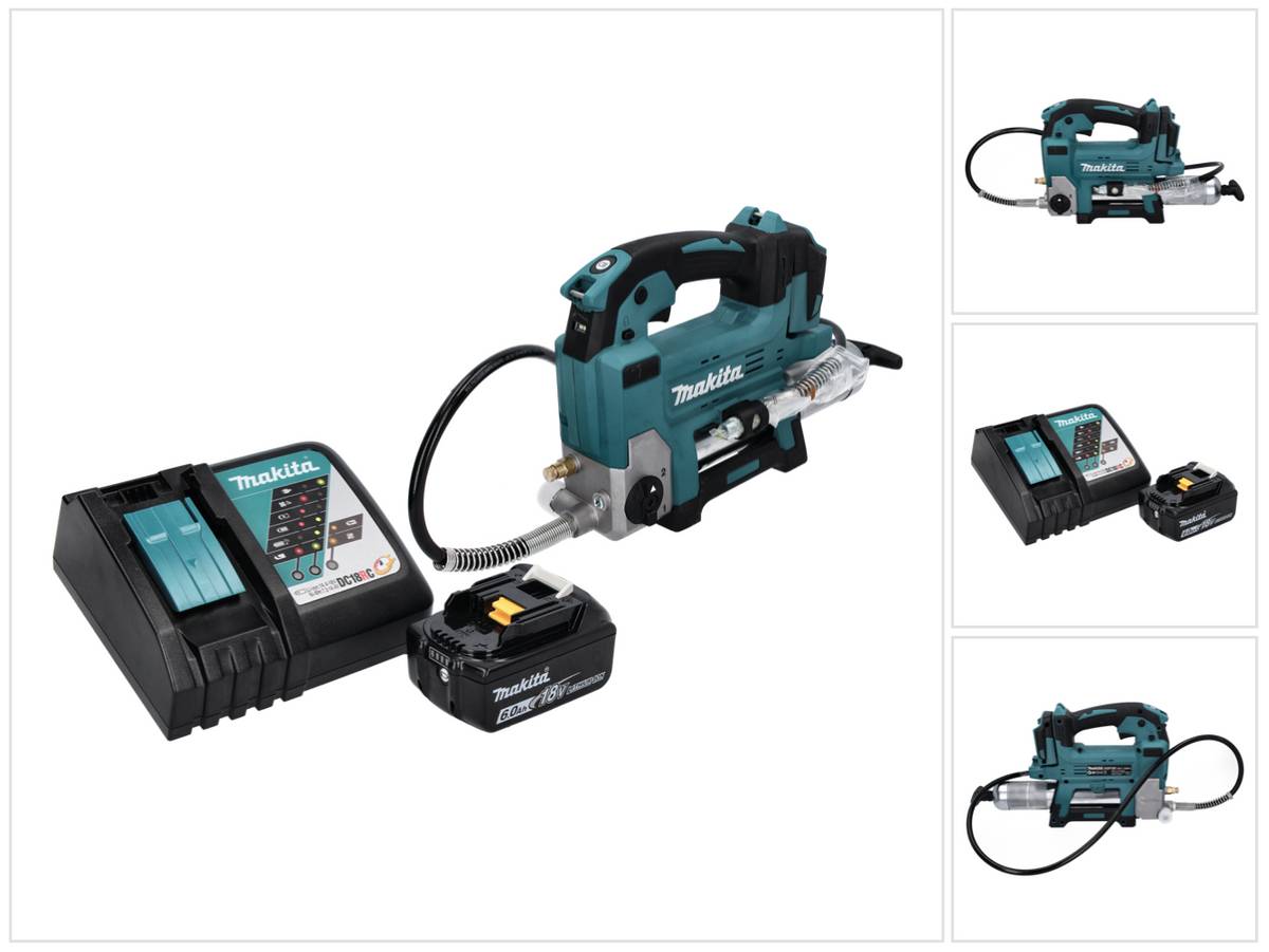 Makita DGP 180 RG1 Akku Fettpresse 18 V 690 bar + 1x Akku 6,0 Ah + Ladegerät
