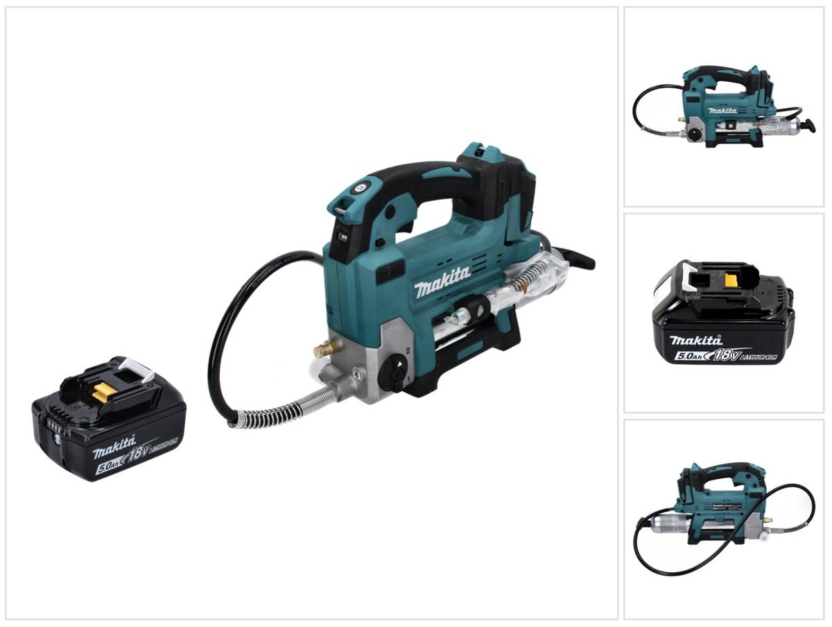 Makita DGP 180 T1 Akku Fettpresse 18 V 690 bar + 1x Akku 5,0 Ah - ohne Ladegerät