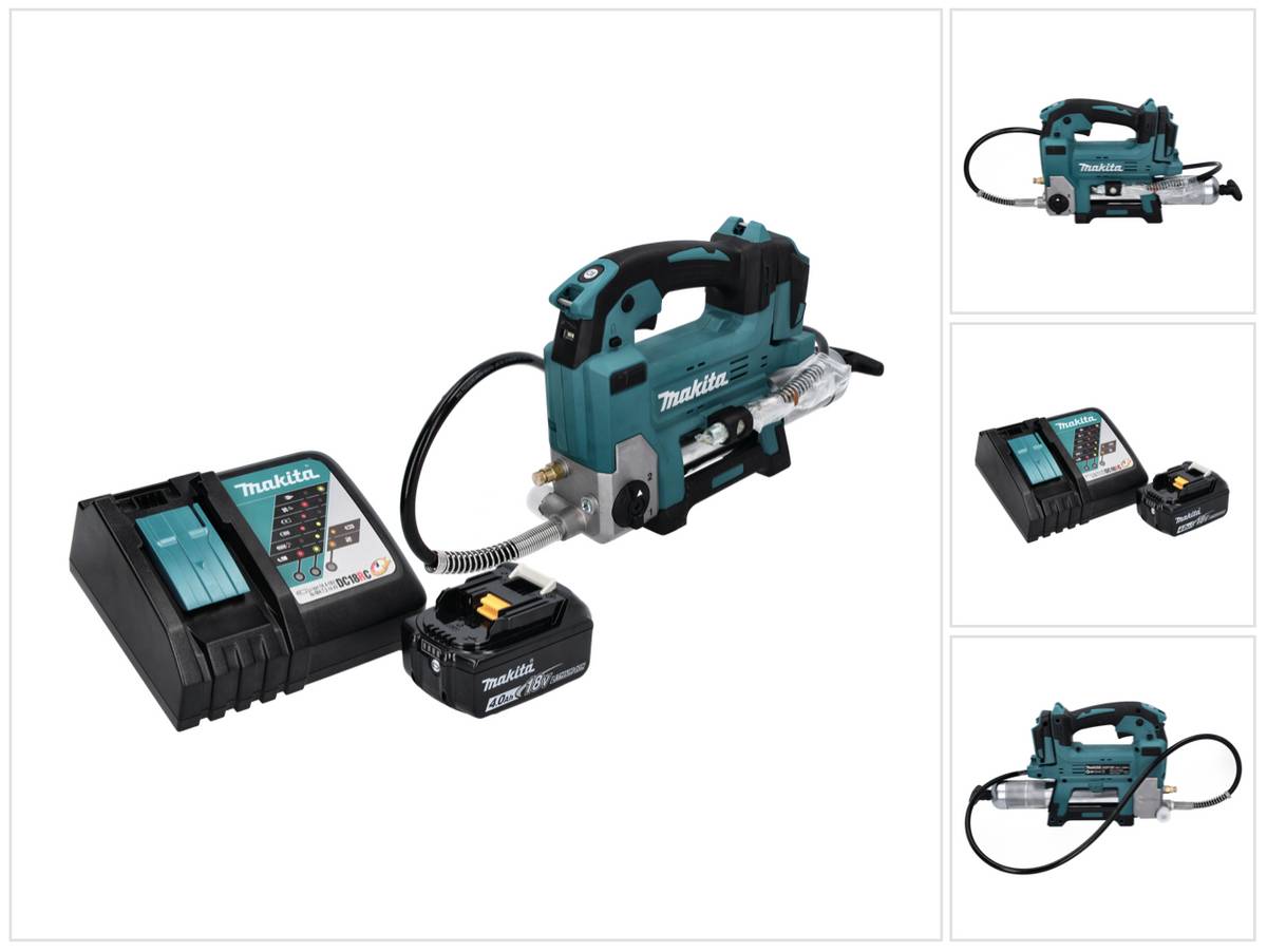 Makita DGP 180 RM1 Akku Fettpresse 18 V 690 bar + 1x Akku 4,0 Ah + Ladegerät