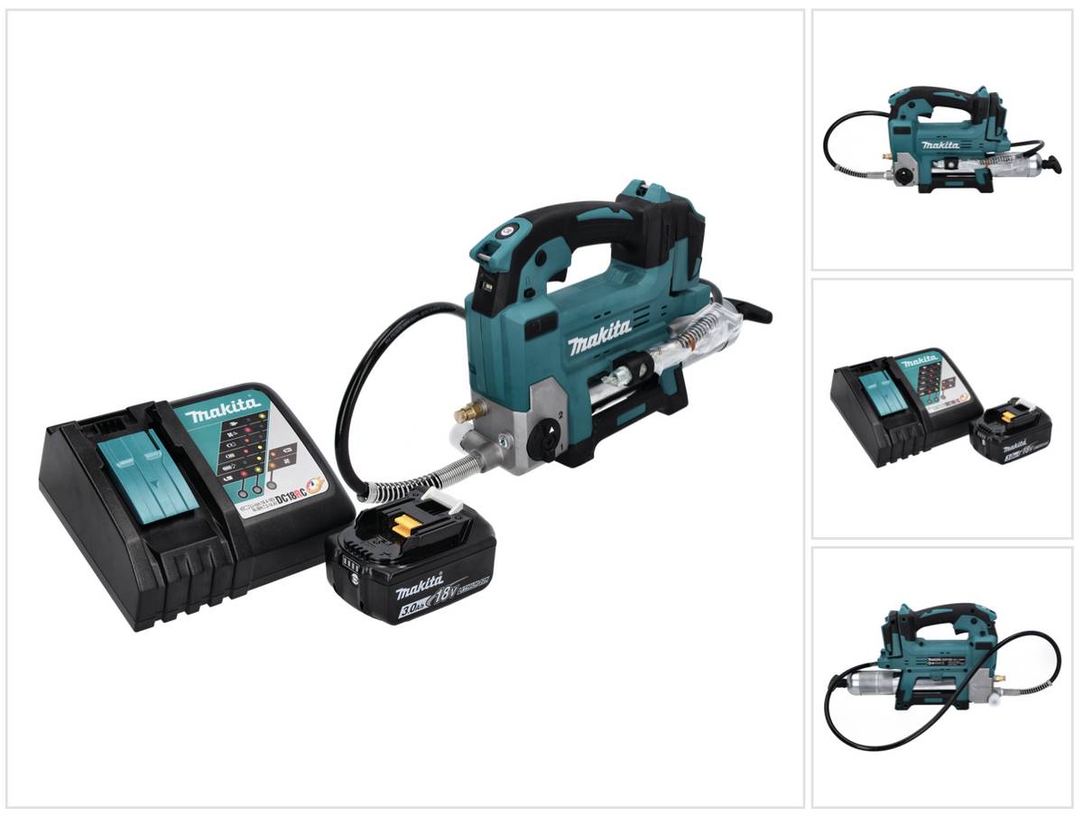 Makita DGP 180 RF1 Akku Fettpresse 18 V 690 bar + 1x Akku 3,0 Ah + Ladegerät