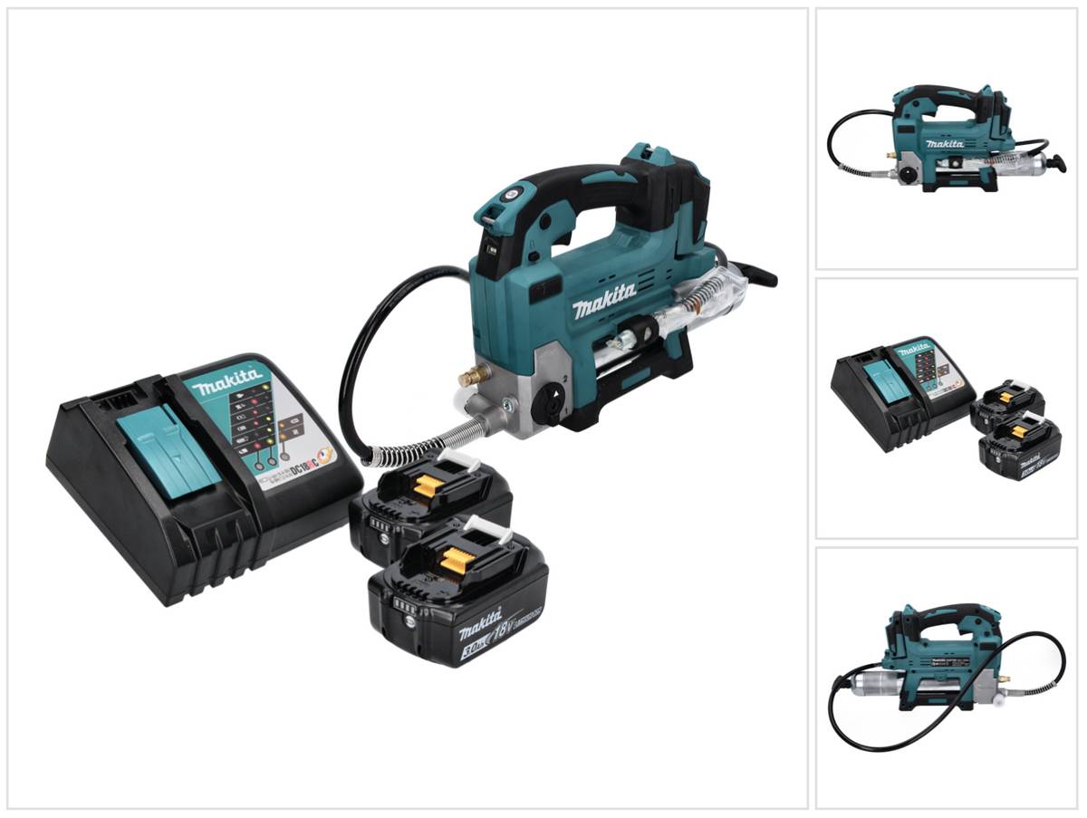 Makita DGP 180 RF Akku Fettpresse 18 V 690 bar + 2x Akku 3,0 Ah + Ladegerät