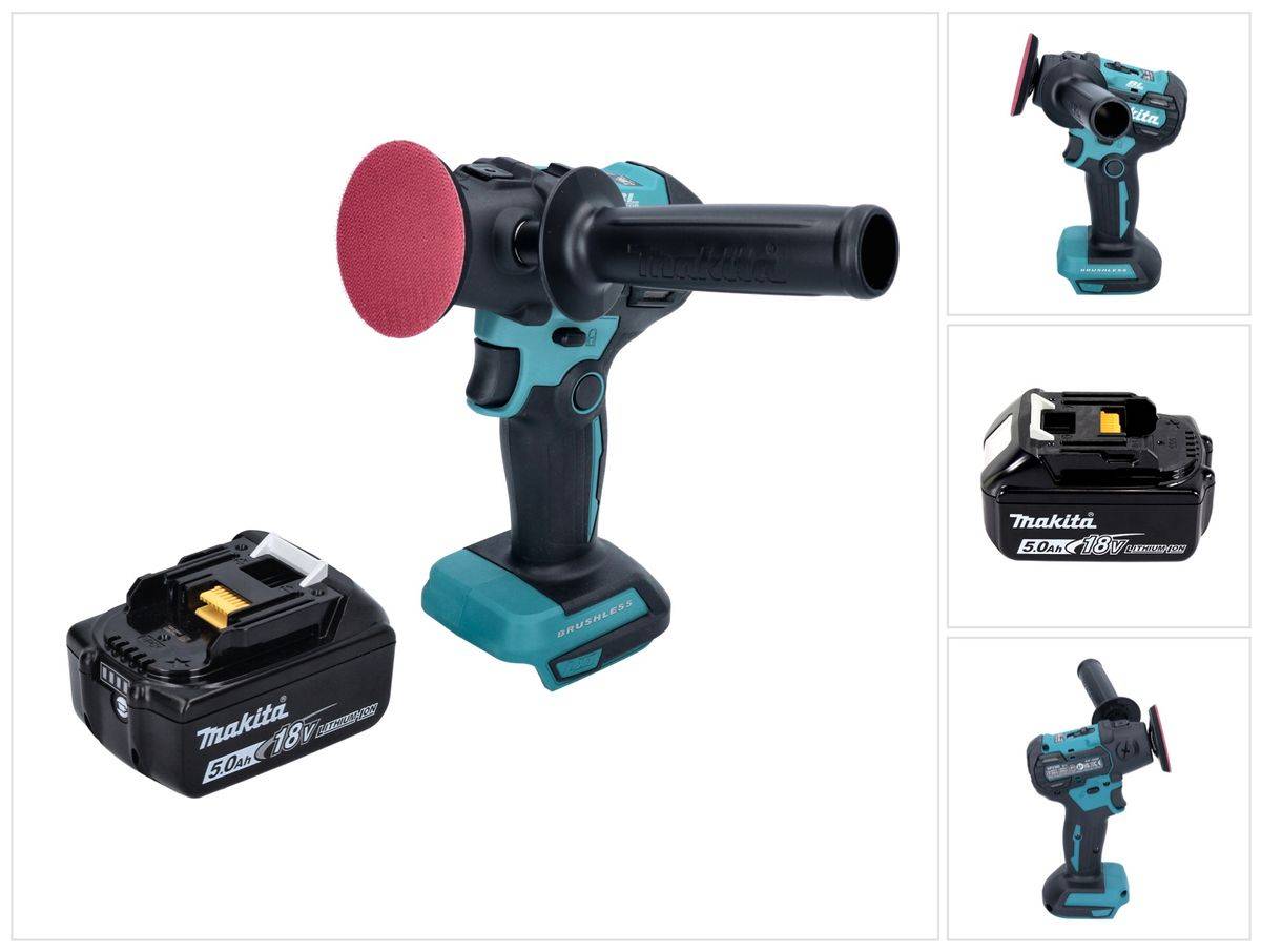 Makita DPV 300 T1 Akku Schleifer Polierer 18 V 50 / 80 mm Brushless + 1x Akku 5,0 Ah - ohne Ladegerät