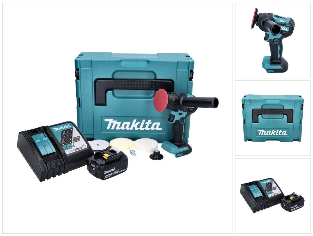 Makita DPV 300 RF1J Akku Schleifer Polierer 18 V 50 / 80 mm Brushless + 1x Akku 3,0 Ah + Ladegerät + Makpac