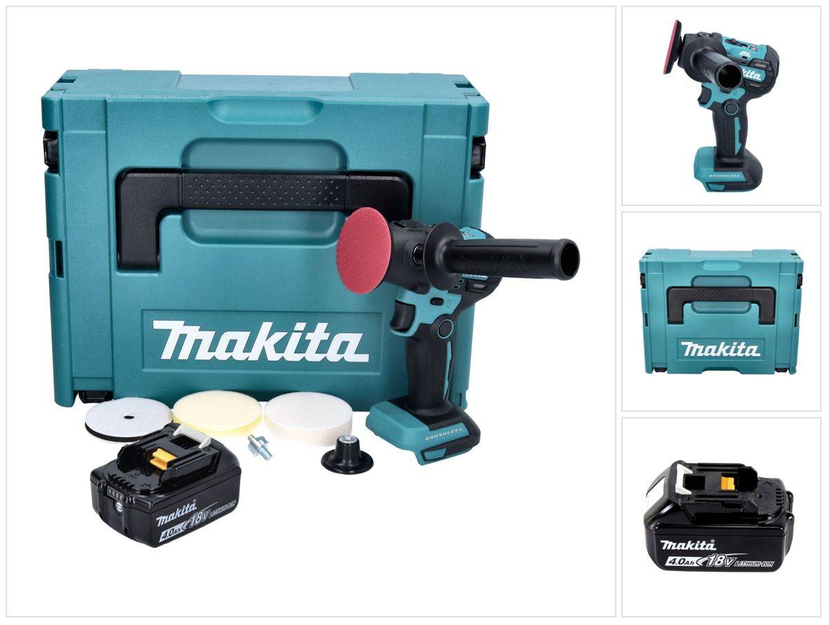 Makita DPV 300 M1J Akku Schleifer Polierer 18 V 50 / 80 mm Brushless + 1x Akku 4,0 Ah + Makpac - ohne Ladegerät