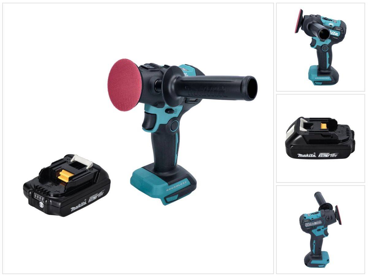 Makita DPV 300 A1 Akku Schleifer Polierer 18 V 50 / 80 mm Brushless + 1x Akku 2,0 Ah - ohne Ladegerät