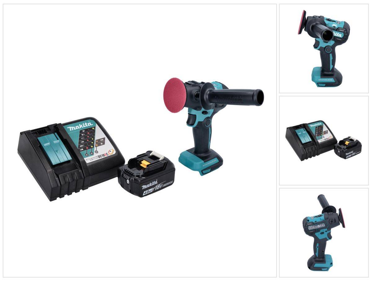 Makita DPV 300 RM1 Akku Schleifer Polierer 18 V 50 / 80 mm Brushless + 1x Akku 4,0 Ah + Ladegerät