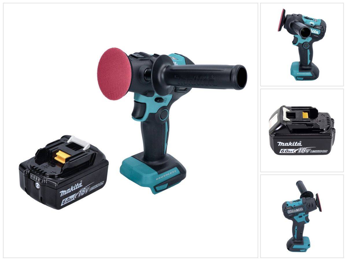 Makita DPV 300 G1 Akku Schleifer Polierer 18 V 50 / 80 mm Brushless + 1x Akku 6,0 Ah - ohne Ladegerät