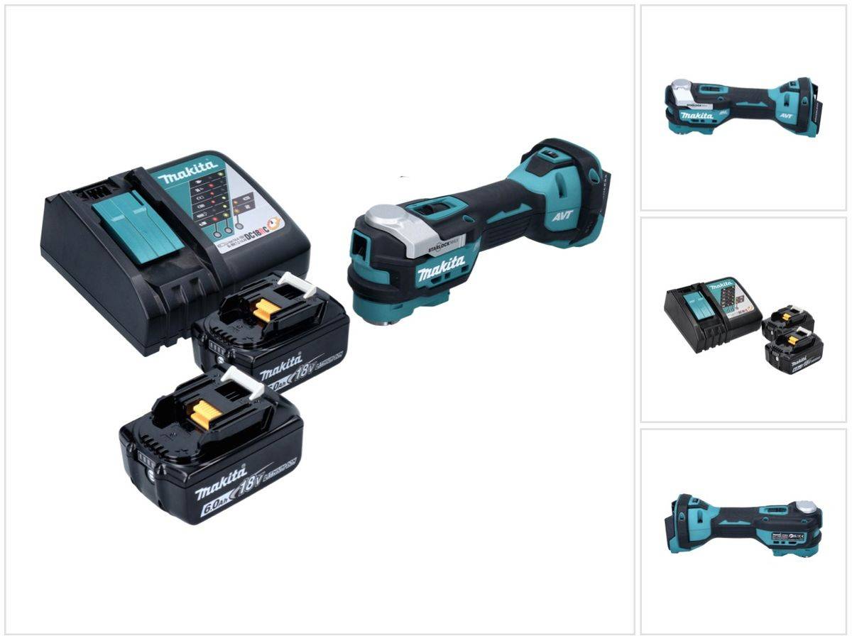 Makita DTM 52 RG Akku Multifunktionswerkzeug 18 V Starlock Max Brushless + 2x Akku 6,0 Ah + Ladegerät