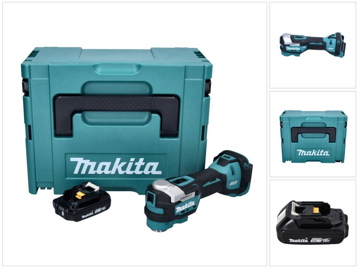 Makita DTM 52 A1J Akku Multifunktionswerkzeug 18 V Starlock Max Brushless + 1x Akku 2,0 Ah + Makpac - ohne Ladegerät