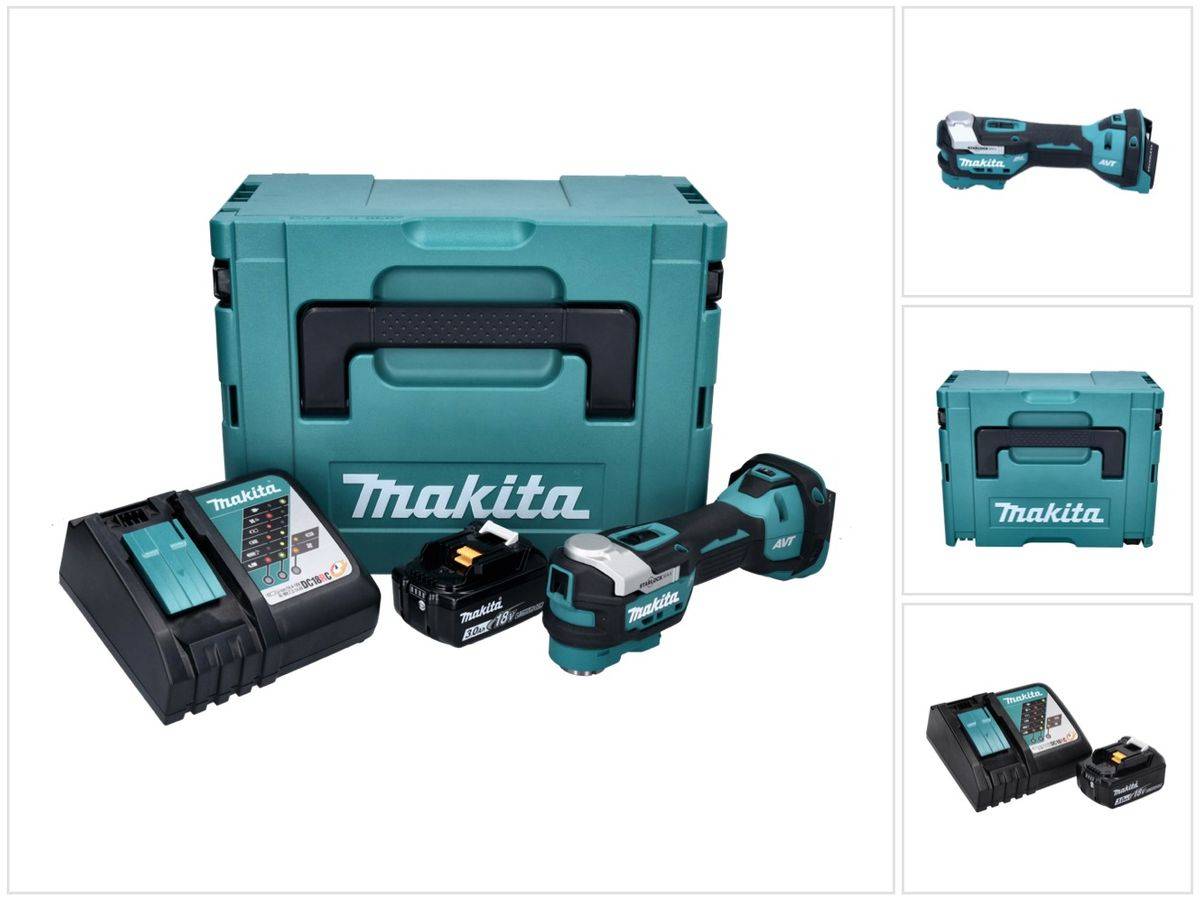 Makita DTM 52 RF1J Akku Multifunktionswerkzeug 18 V Starlock Max Brushless + 1x Akku 3,0 Ah + Ladegerät + Makpac