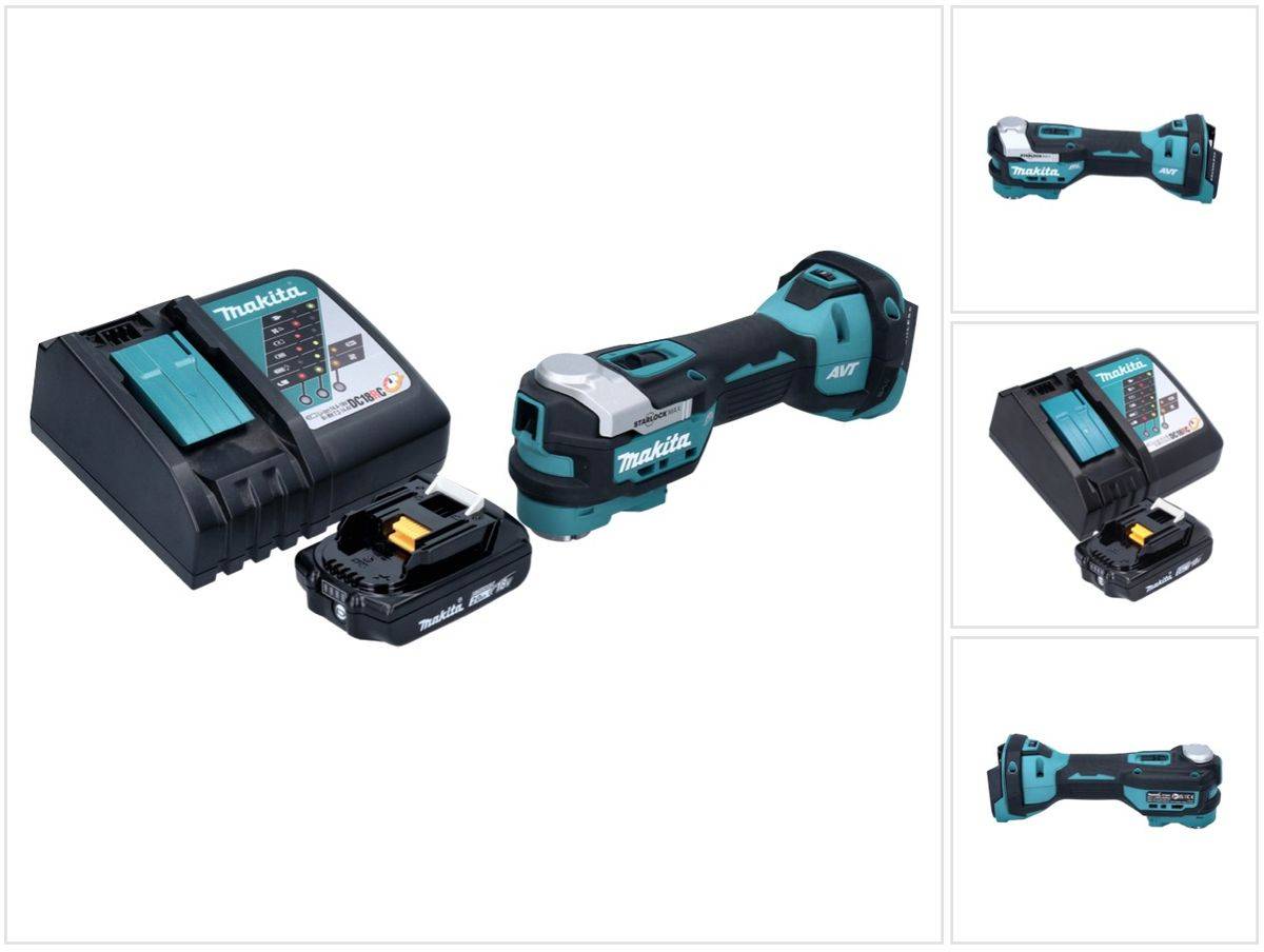 Makita DTM 52 RA1 Akku Multifunktionswerkzeug 18 V Starlock Max Brushless + 1x Akku 2,0 Ah + Ladegerät