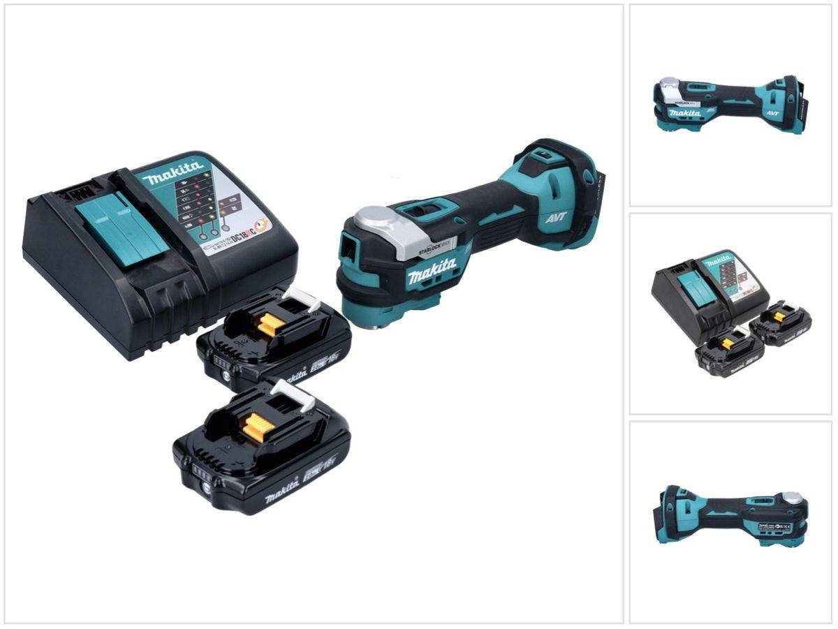 Makita DTM 52 RA Akku Multifunktionswerkzeug 18 V Starlock Max Brushless + 2x Akku 2,0 Ah + Ladegerät