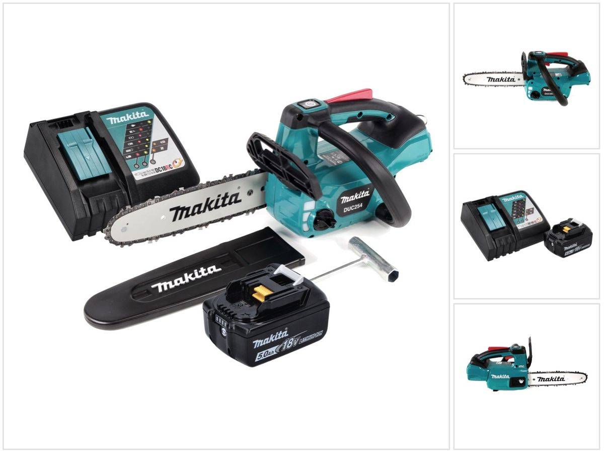 Makita DUC 254 RT1 Akku Kettensäge 18 V 25 cm Brushless + 1x Akku 5,0 Ah + Ladegerät