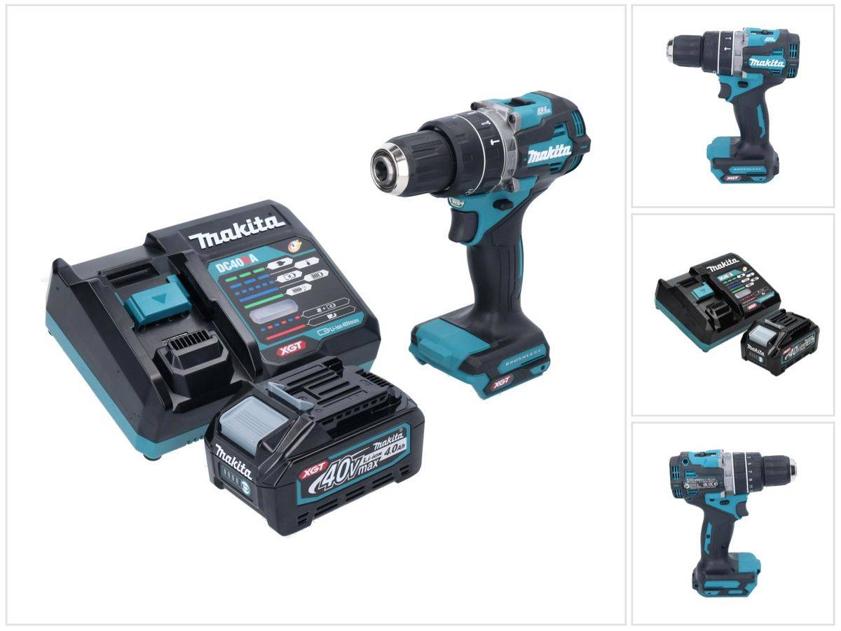 Makita HP 002 GM101 Akku Schlagbohrschrauber 40 V 64 Nm Brushless + 1x Akku 4,0 Ah + Ladegerät