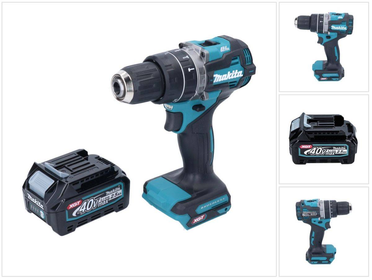 Makita HP 002 GD1 Akku Schlagbohrschrauber 40 V 64 Nm Brushless + 1x Akku 2,5 Ah - ohne Ladegerät