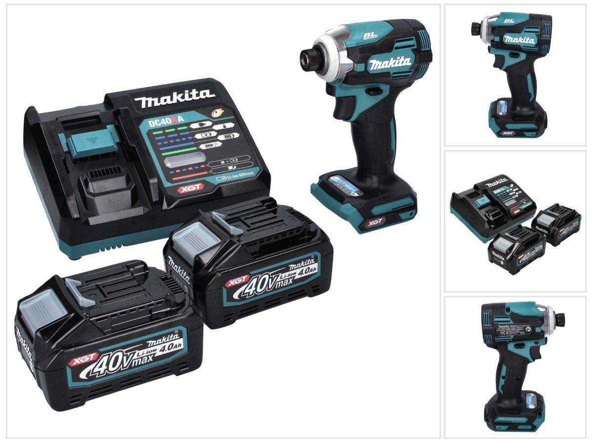 Makita TD 001 GM2 Akku Schlagschrauber 40 V 220 Nm 1/4" XGT Brushless + 2x Akku 4,0 Ah + Ladegerät