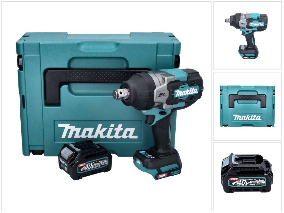 Makita TW 001 GD101 Akku Schlagschrauber 40 V max. 1800 Nm Brushless XGT + 1x Akku 2,5 Ah + Makpac - ohne Ladegerät