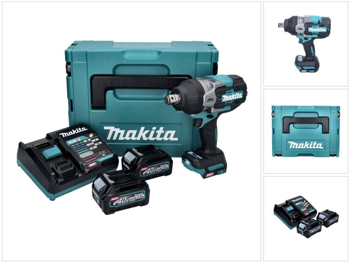 Makita TW 001 GD201 Akku Schlagschrauber 40 V max. 1800 Nm Brushless XGT + 2x Akku 2,5 Ah + Ladegerät + Makpac