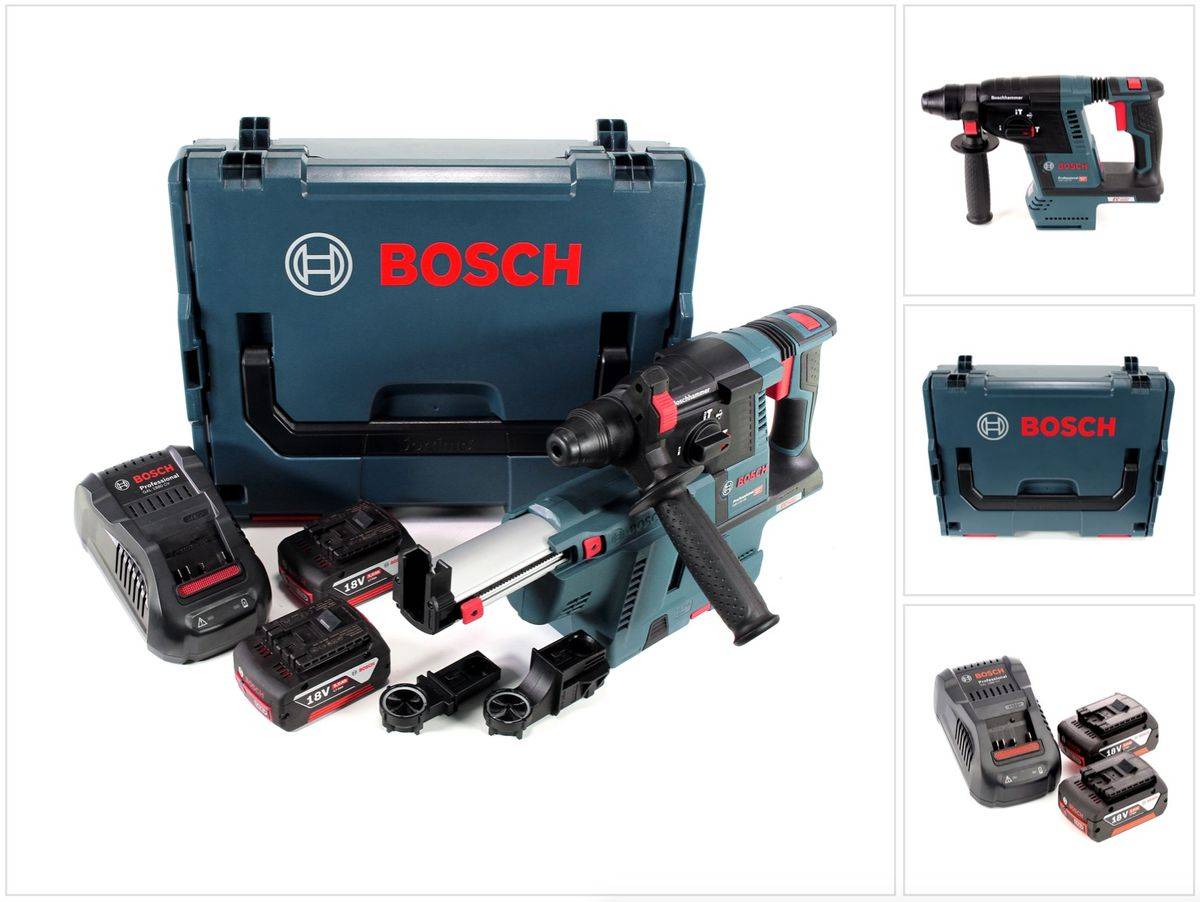 Bosch GBH 18 V-26 Akku Bohrhammer 18V SDS-Plus + Staubabsaugung + 2x 5,0Ah Akku + Ladegerät + L-Boxx