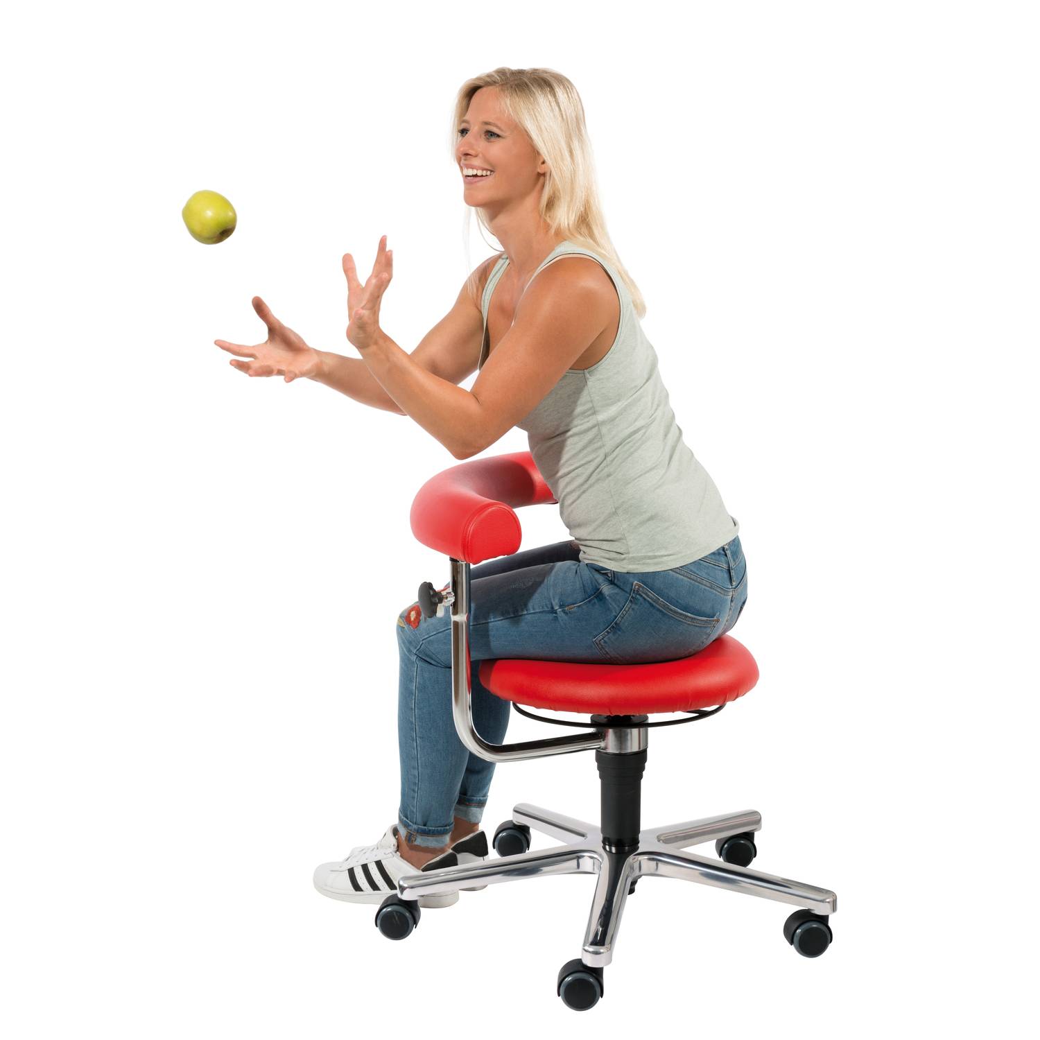 EDUPLAY 110435 Erzieher/in Stuhl, 34-41 cm, Ø 61 x 41 cm, rot