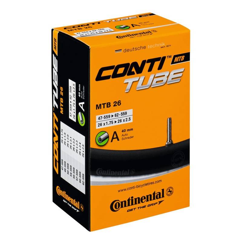 Continental 0181671 26" Schlauch "MTB 26", 26x1.75/2.50" (47/62-559), SV 60 mm, schwarz