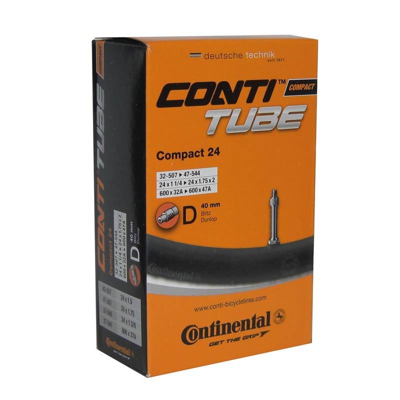 Continental 0181311 24" Schlauch "Compact 24", 24x1 1/4-1.75" (32/47-507/544), DV 40 mm, schwarz