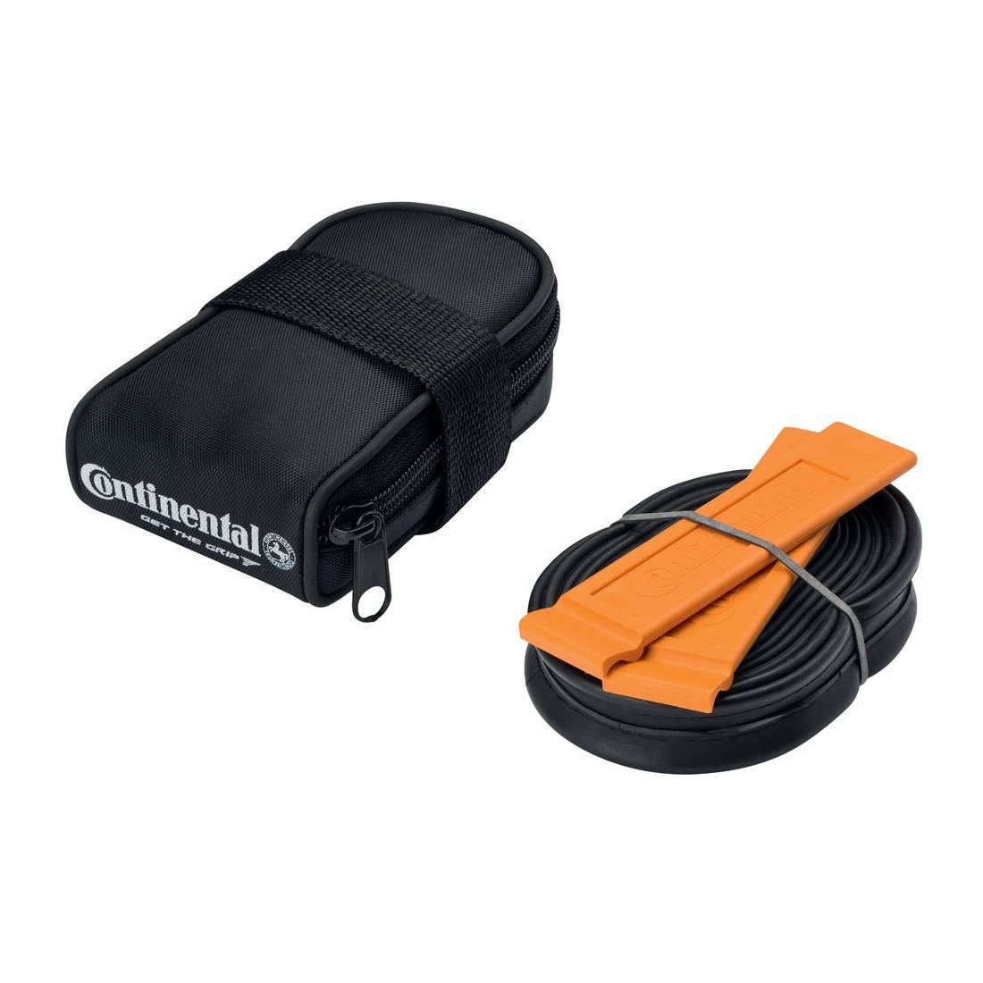 Continental 0100385 Satteltasche "MTB 26 S42", Schlauch 47/62-559 SV 42 mm, 2 Reifenheber, schwarz/orange