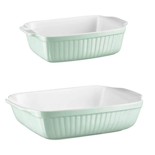 Mäser 931136 Kitchen Time Auflaufform, Keramik, rechteckig 33 x 24 x 8 cm + 25,5 x 16 x 7 cm, grün/weiß, 2-teilig (1 Set) Mäser 931136 Kitchen Time Auflaufform, Keramik, rechteckig 33 x 24 x 8 cm + 25,5 x 16 x 7 cm, grün/weiß, 2-teilig (1 Set)
