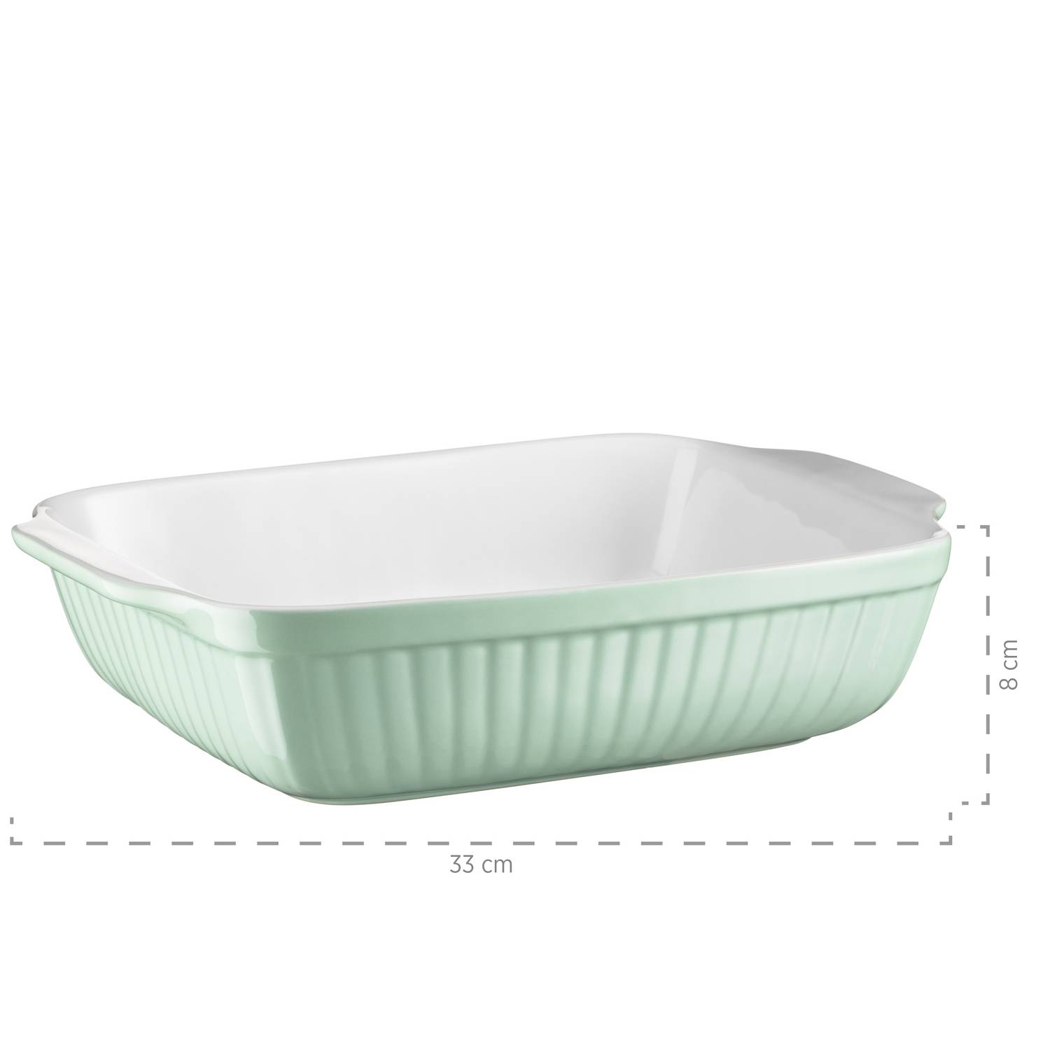 Mäser 931136 Kitchen Time Auflaufform, Keramik, rechteckig 33 x 24 x 8 cm + 25,5 x 16 x 7 cm, grün/weiß, 2-teilig (1 Set)