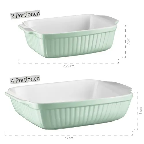Mäser 931136 Kitchen Time Auflaufform, Keramik, rechteckig 33 x 24 x 8 cm + 25,5 x 16 x 7 cm, grün/weiß, 2-teilig (1 Set) Mäser 931136 Kitchen Time Auflaufform, Keramik, rechteckig 33 x 24 x 8 cm + 25,5 x 16 x 7 cm, grün/weiß, 2-teilig (1 Set)